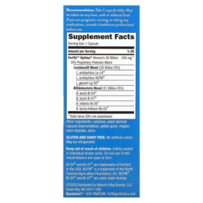 Thực phẩm bổ sung Nature's Way Fortify Optima Women's Probiotic 50 Billion 30 Delayed Release Veg. Capsules 033674103364