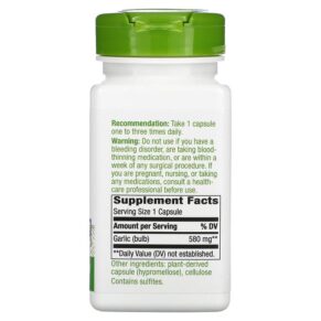 Thực phẩm bổ sung Nature's Way Garlic Bulb 580 mg 100 Vegan Capsules 033674130001