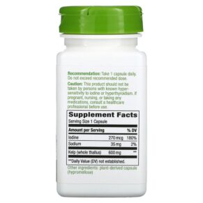 Thực phẩm bổ sung Nature's Way Kelp Whole Thallus 600 mg 100 Vegan Capsules 033674145005