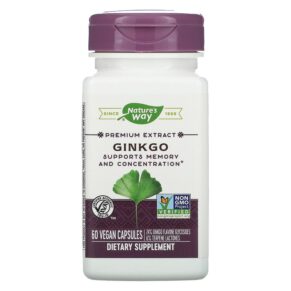Thực phẩm chức năng Nature's Way Premium Blend Ginkgo 60 Vegan Capsules 033674616000