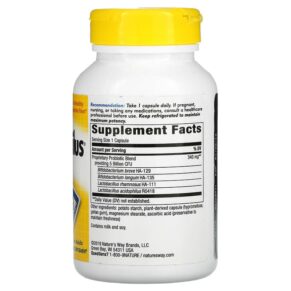 Thực phẩm bổ sung Nature's Way Primadophilus Bifidus 5 Billion CFU 180 Vegetarian Capsules 033674156513