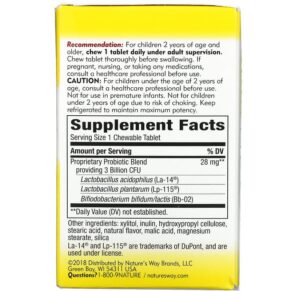 Thực phẩm bổ sung Nature's Way Primadophilus Kids Age 2-12 Cherry 3 Billion CFU 30 Chewable Tablets 033674142431
