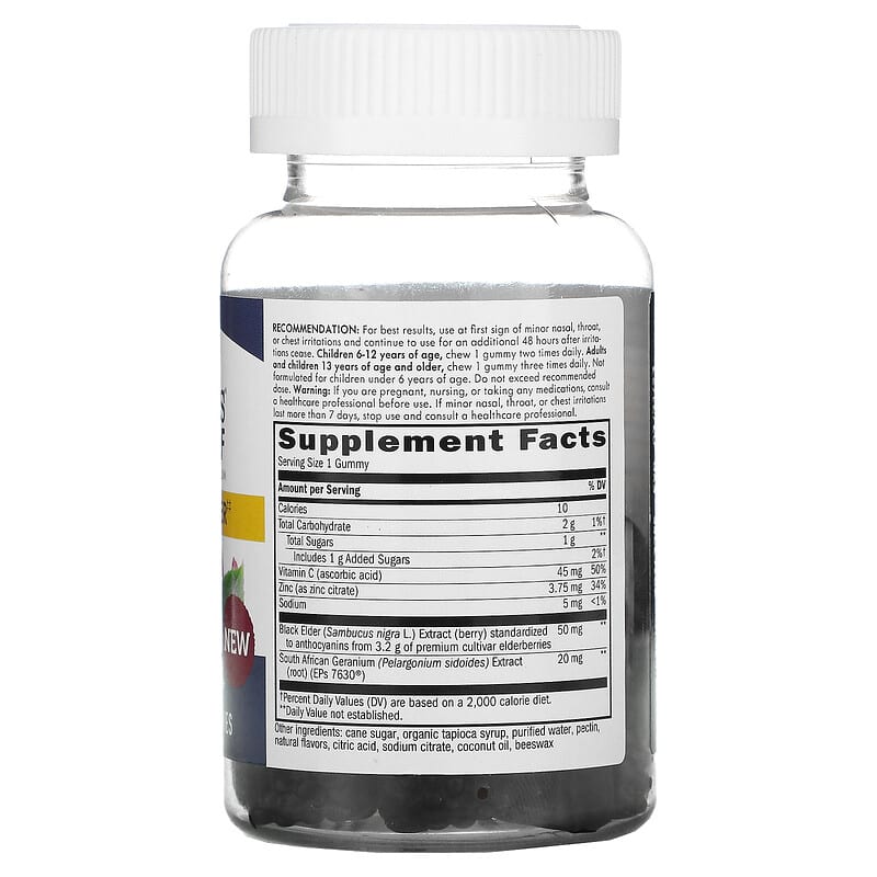 Nature's Way Sambucus Relief Immune Support Elderberry + South African Geranium 36 Gummies 2 Thực phẩm bổ sung Nature's Way Sambucus Relief Immune Support Elderberry + South African Geranium 36 Gummies 033674136102