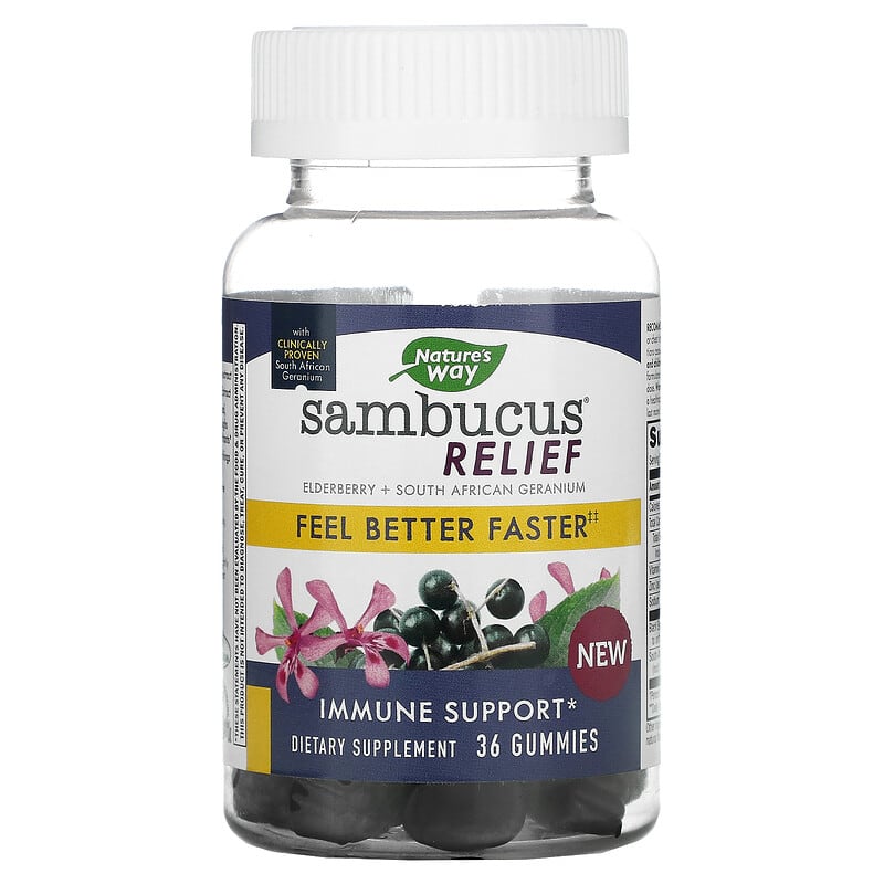 Nature's Way Sambucus Relief Immune Support Elderberry + South African Geranium 36 Gummies 8 Thực phẩm chức năng Nature's Way Sambucus Relief Immune Support Elderberry + South African Geranium 36 Gummies 033674136102