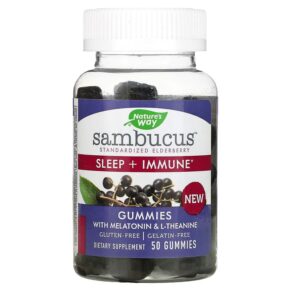 Thực phẩm chức năng Nature's Way Sambucus Sleep + Immune with Melatonin & L-Theanine 50 Gummies 033674134962
