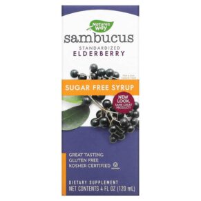 Thực phẩm chức năng Nature's Way Sambucus Standardized Elderberry Sugar-Free Syrup 4 fl oz (120 ml) 033674069714