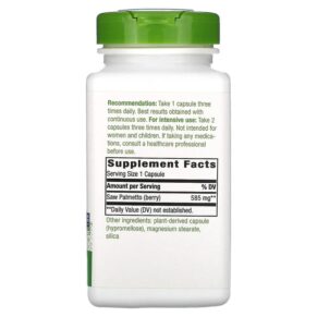 Thực phẩm bổ sung Nature's Way Saw Palmetto Berries 585 mg 180 Vegan Capsules 033674167588