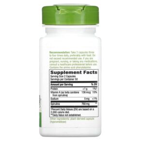 Thực phẩm bổ sung Nature's Way Spirulina Micro-Algae 380 mg 100 Vegan Capsules 033674172001