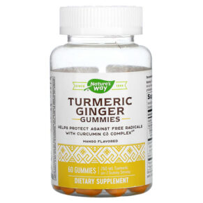 Thực phẩm chức năng Nature's Way Turmeric Ginger Gummies Mango 130 mg 60 Gummies 033674137512