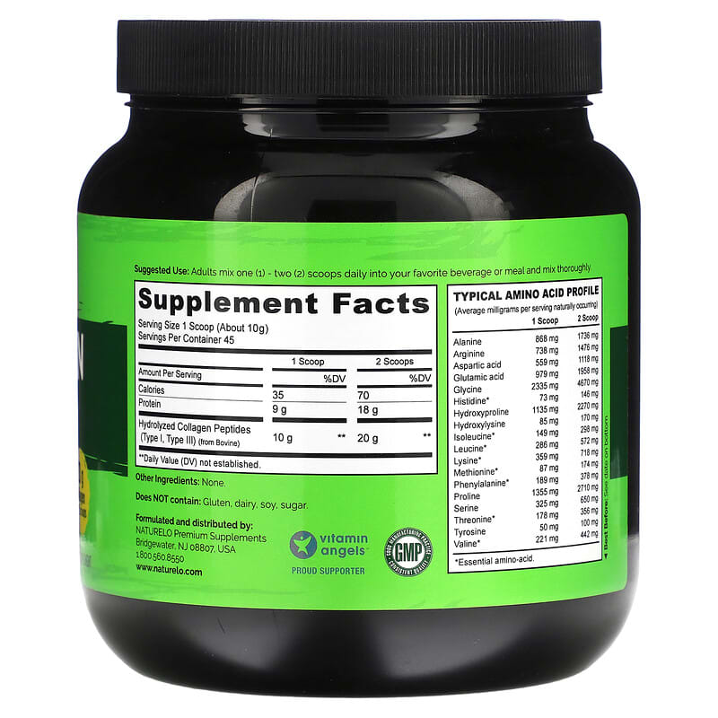 NATURELO Collagen Peptides Powder Unflavored 1 lb (16 oz) 2 Thực phẩm bổ sung NATURELO Collagen Peptides Powder Unflavored 1 lb (16 oz) 628110628756