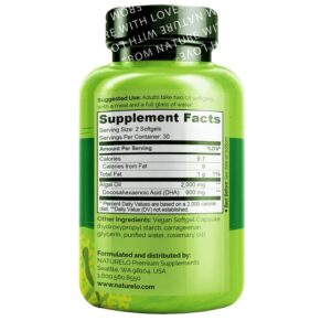 NATURELO Vegan DHA Omega-3 from Algae 400 mg 60 Vegan Softgels 3 Thực phẩm bổ sung NATURELO Vegan DHA Omega-3 from Algae 400 mg 60 Vegan Softgels 628110628459