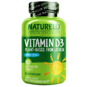 Thực phẩm chức năng NATURELO Vitamin D3 Plant-Based from Lichen 62.5 mcg (2.500 IU) 180 Easy Swallow Capsules 628110628282