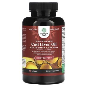 Thực phẩm chức năng Natures Craft Wild Icelandic Cod Liver Oil 100 Softgels 850034386126