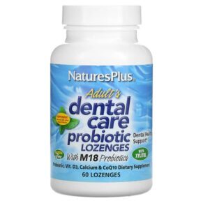 Thực phẩm chức năng NaturesPlus Adult's Dental Care Probiotic Peppermint 60 Lozenges 097467043831