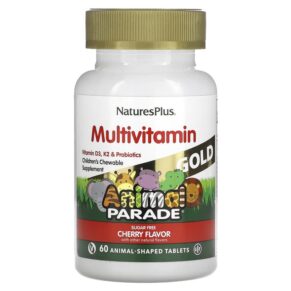 Thực phẩm chức năng NaturesPlus Animal Parade Gold Children's Chewable Multivitamin Supplement Cherry 60 Animal-Shaped Tablets 097467299313
