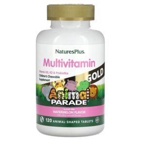 Thực phẩm chức năng NaturesPlus Animal Parade Gold Children's Chewable Multivitamin Supplement Watermelon 120 Animal-Shaped Tablets 097467299382