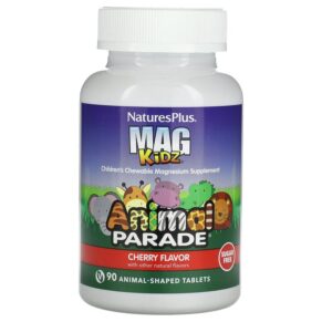 Thực phẩm chức năng NaturesPlus Animal Parade MagKidz Children's Chewable Magnesium Cherry 90 Animal-Shaped Tablets 097467299429