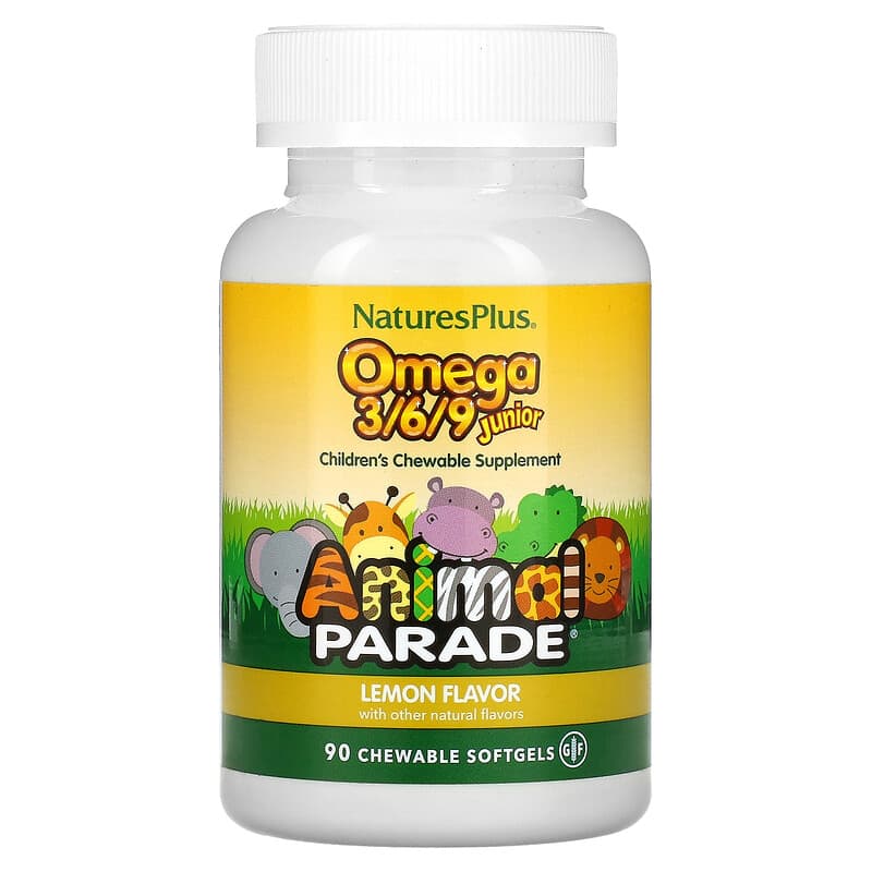 NaturesPlus Animal Parade Omega 3/6/9 Junior Lemon 90 Chewable Softgels 8 Thực phẩm chức năng NaturesPlus Animal Parade Omega 3/6/9 Junior Lemon 90 Chewable Softgels 097467299948