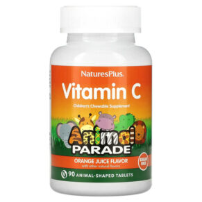 Thực phẩm chức năng NaturesPlus Animal Parade Vitamin C Children's Chewable Supplement Orange Juice Sugar Free 90 Animal-Shaped Tablets 097467299221