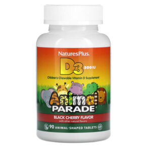 Thực phẩm chức năng NaturesPlus Animal Parade Vitamin D3 Black Cherry 500 IU 90 Animal-Shaped Tablets 097467299504