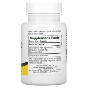 Thực phẩm bổ sung NaturesPlus Bioperine 10 90 Capsules 097467043770
