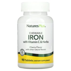 Thực phẩm chức năng NaturesPlus Chewable Iron with Vitamin C and Herbs Cherry 90 Tablets 097467034211