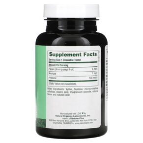 Thực phẩm bổ sung NaturesPlus Chewable Papaya Enzyme Supplement 360 Tablets 097467044623