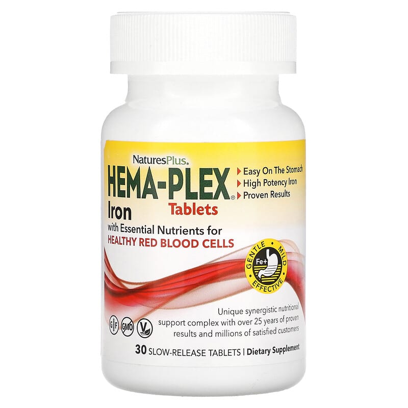 NaturesPlus Hema-Plex Iron with Essential Nutrients for Healthy Red Blood Cells 30 Slow Release Tablets 8 Thực phẩm chức năng NaturesPlus Hema-Plex Iron with Essential Nutrients for Healthy Red Blood Cells 30 Slow Release Tablets 097467037601