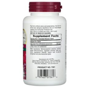 Thực phẩm bổ sung NaturesPlus Herbal Actives Red Yeast Rice 600 mg 60 Vegetarian Tablets 097467073616