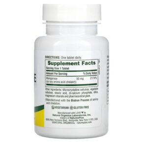 Thực phẩm bổ sung NaturesPlus Manganese 50 mg 90 Tablets 097467034501