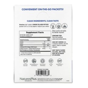 Thực phẩm bổ sung NaturesPlus Marine Collagen Peptides 20 Stick Packets 0.43 oz (12.2 g) Each 097467959682