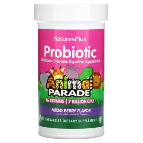 Thực phẩm chức năng NaturesPlus Probiotic Children's Chewable Digestive Supplement Mixed Berry 30 Chewables 097467299443