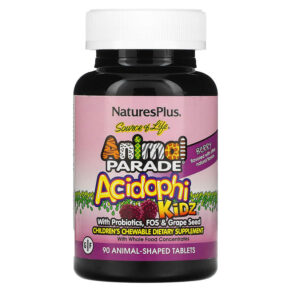 Thực phẩm chức năng NaturesPlus Source of Life Animal Parade AcidophiKidz Children's Chewable Berry 90 Animal-Shaped Tablets 097467299696