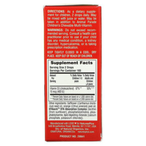 Thực phẩm bổ sung NaturesPlus Source of Life Animal Parade Vitamin D3 Liquid Drops Natural Orange 400 IU 0.34 fl oz (10 ml) 097467299412