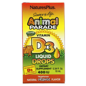 Thực phẩm chức năng NaturesPlus Source of Life Animal Parade Vitamin D3 Liquid Drops Natural Orange 400 IU 0.34 fl oz (10 ml) 097467299412