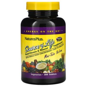 Thực phẩm chức năng NaturesPlus Source of Life Multi-Vitamin & Mineral Supplement No Iron 180 Tablets 097467305885