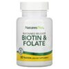 Thực phẩm chức năng NaturesPlus Sustained Release Biotin & Folate 30 Tablets 097467017924