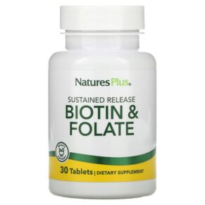 Thực phẩm chức năng NaturesPlus Sustained Release Biotin & Folate 30 Tablets 097467017924