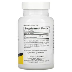 Thực phẩm bổ sung NaturesPlus Sustained Release Mega Zinc 100 mg 90 Tablets 097467036604