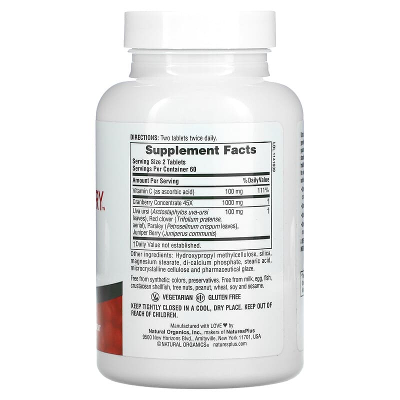 NaturesPlus Ultra Cranberry Sustained Release 1.000 mg 120 Tablets 2 Thực phẩm bổ sung NaturesPlus Ultra Cranberry Sustained Release 1.000 mg 120 Tablets 097467039520