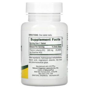 Thực phẩm bổ sung NaturesPlus Vitamin B1 300 mg 90 Tablets 097467016057