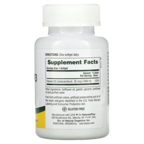 Thực phẩm bổ sung NaturesPlus Vitamin D3 25 mcg (1.000 IU) 180 Softgels 097467010420