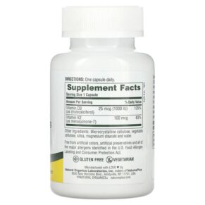 Thực phẩm bổ sung NaturesPlus Vitamin D3 & K2 90 Capsules 097467010437