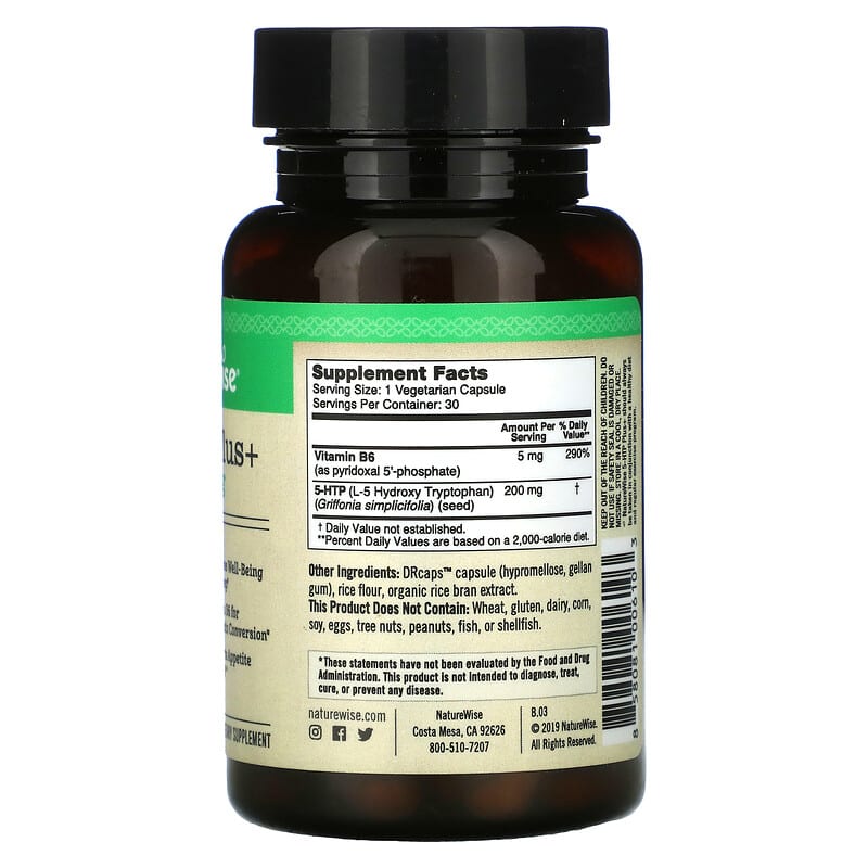 NatureWise 5-HTP Plus+ 200 mg 30 Vegetarian Capsules 2 Thực phẩm bổ sung NatureWise 5-HTP Plus+ 200 mg 30 Vegetarian Capsules 858081006103