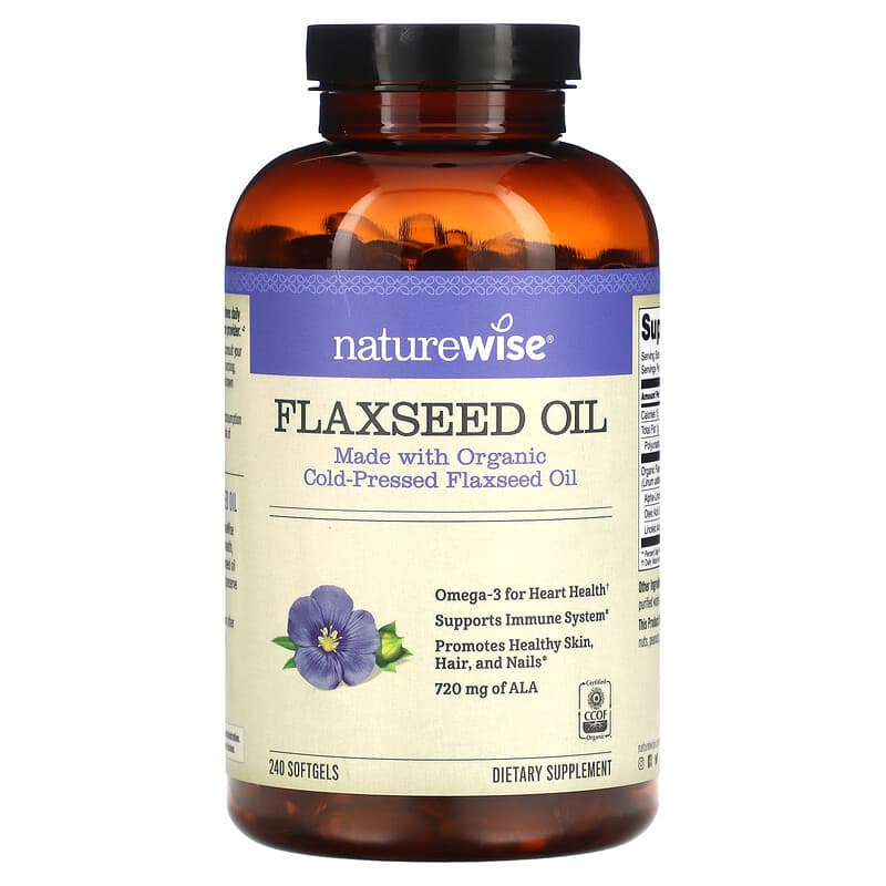 NatureWise Flaxseed Oil 240 Softgels 8 Thực phẩm chức năng NatureWise Flaxseed Oil 240 Softgels 858081006035