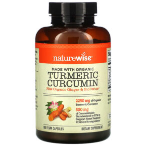 Thực phẩm chức năng NatureWise Organic Turmeric Curcumin 180 Vegan Capsules 858081006110