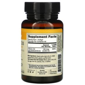 Thực phẩm bổ sung NatureWise Vitamin D3 125 mcg (5.000 IU) 90 Softgels 858081006202