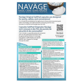 Thực phẩm bổ sung Navage Nasal Care Saline Nasal Irrigation Saltpod Original 30 Saline Concentrate Capsules 858492004019