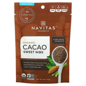 Thực phẩm chức năng Navitas Organics Organic Cacao Sweet Nibs 4 oz (113 g) 858847000321