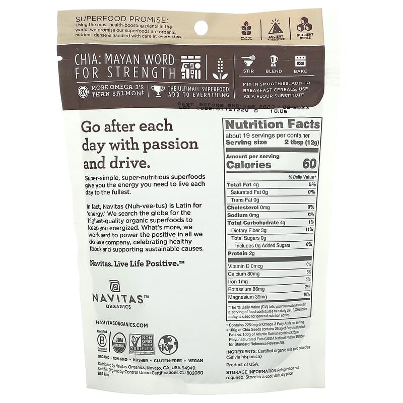 Navitas Organics Organic Chia Powder 8 oz (227 g) 2 Thực phẩm bổ sung Navitas Organics Organic Chia Powder 8 oz (227 g) 858847000369